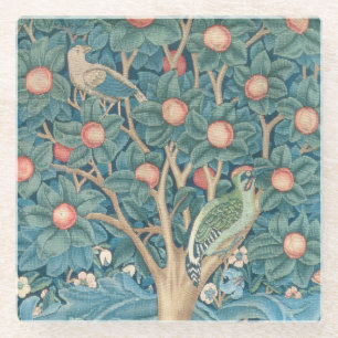 The Woodpecker Tapestry, detail of the woodpeckers Glass Coaster