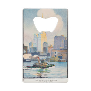 The Woolworth Building from the Ferry by Rachael Credit Card Bottle Opener