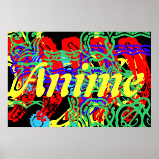 the word Anime with a splash of Colour Poster