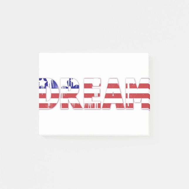 The word "Dream"  with American flag Post-it Notes (Front)