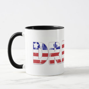 The word Dream with Patriotic American Flag Mug
