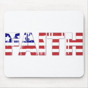 The word " Faith" with American flag Mouse Pad