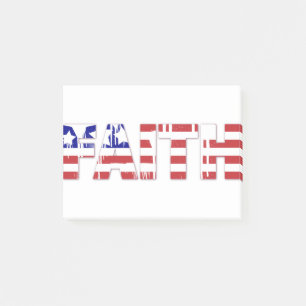 The word " Faith"  with American flag Post-it Notes