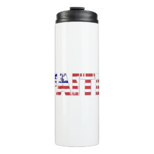 The word " Faith" with American flag Thermal Tumbler