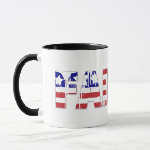The word Faith with Patriotic American Flag Mug