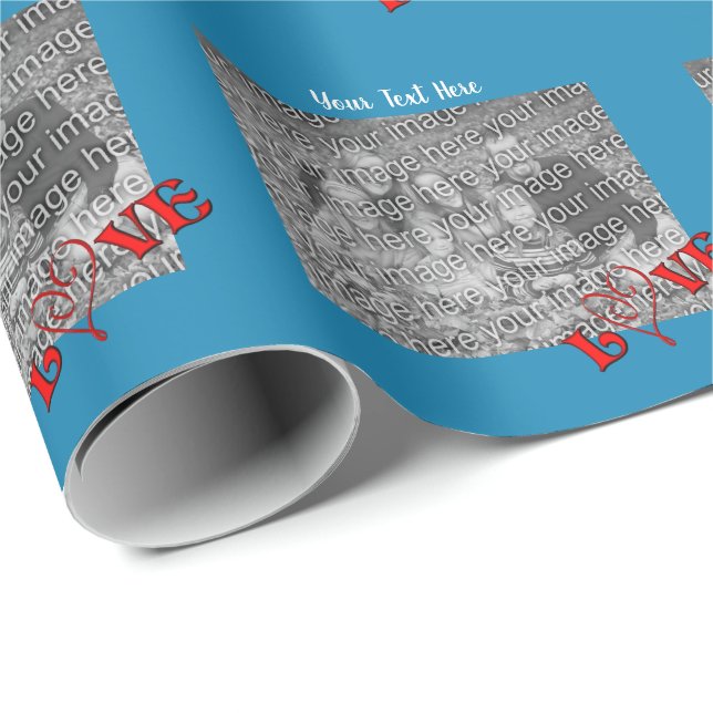 The Word Love Photo Frame Template Wrapping Paper (Roll Corner)