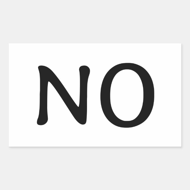 The Word No Statement Text Simple Message Sticker (Front)