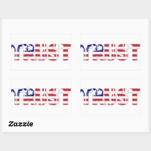 The word Trust with Patriotic American Flag Sticker