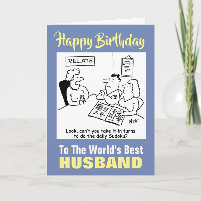The Word's Best Sudoku Player Husband Card (Front)