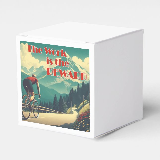 The Work Is The Reward Cyclist Mountains Favor Box (Front Side)