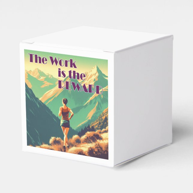The Work Is The Reward Woman Runner Mountains Favor Box (Front Side)
