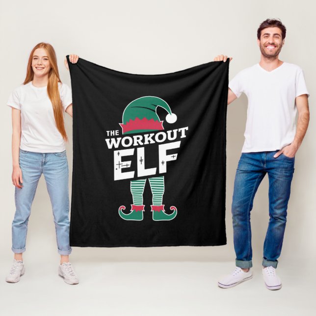 The Workout Elf Group Matching Family Christmas  Fleece Blanket (In Situ)