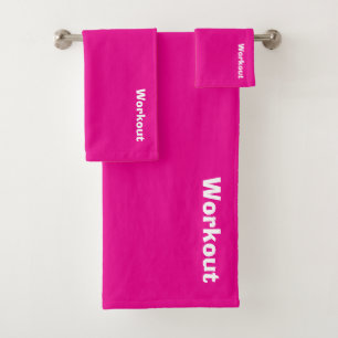 The Workout Logo Hot Pink    Bath Towel Set