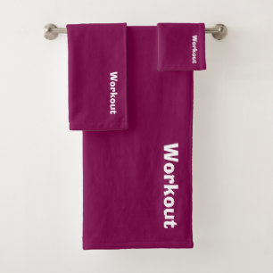 The Workout Logo Plum Exercise Fitness Bath Towel Set