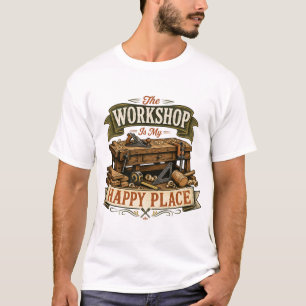 The Workshop Is My Happy Place Woodworking Tee