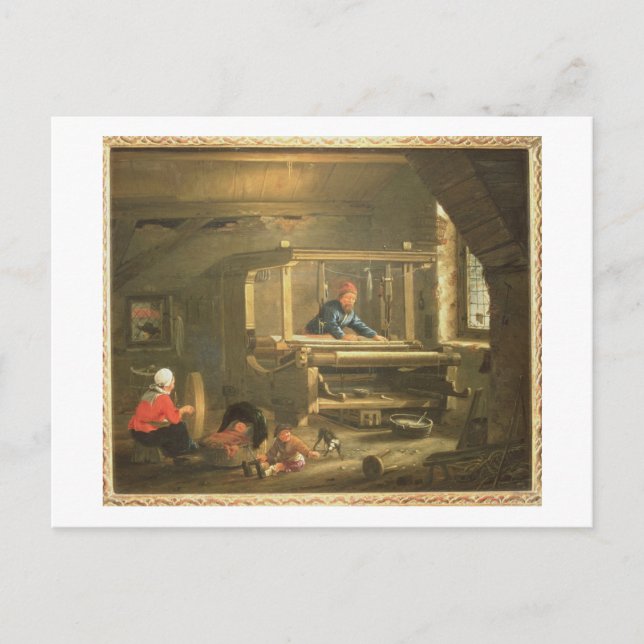 The Workshop of a Weaver, 1656 (oil on canvas) Postcard (Front)