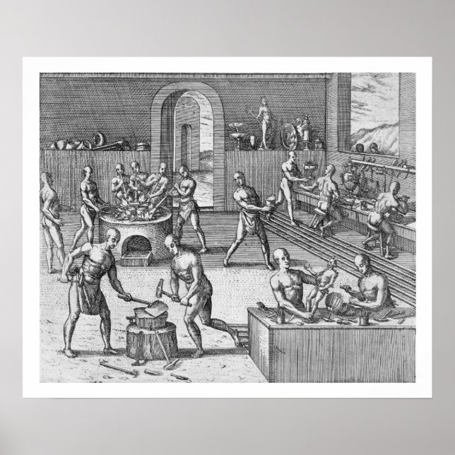 The workshop of Atahualpa's goldsmiths in Quito, f Poster (Front)