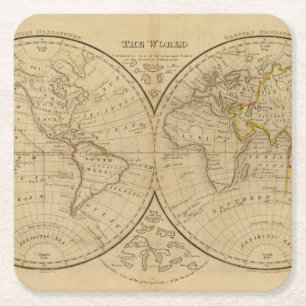 The World 3 Square Paper Coaster