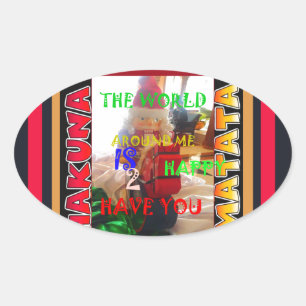 The world around Me is happy to Have You colours M Oval Sticker