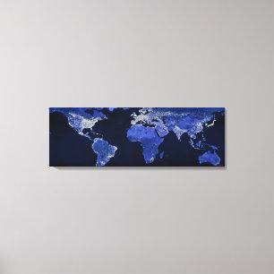 The World at Night - Map, Space Canvas Print