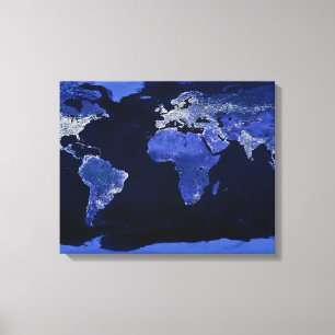 The World at Night - Map, Space Canvas Print