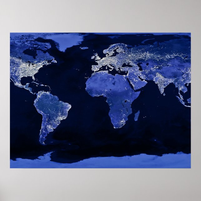 The World at Night - Map, Space Poster (Front)
