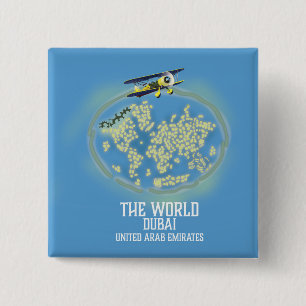 The World Dubai United Arab Emirates map 2 Inch Square Button