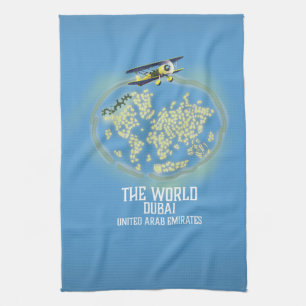 The World Dubai United Arab Emirates map Kitchen Towel