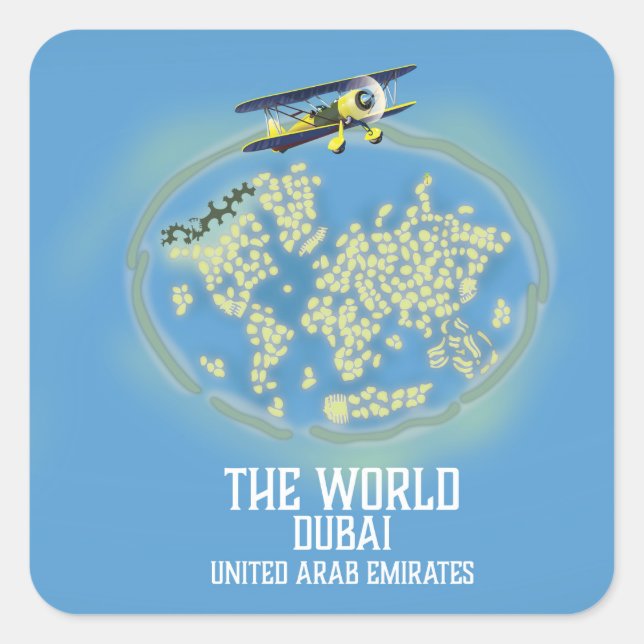 The World Dubai United Arab Emirates map Square Sticker (Front)