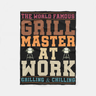 The World Famous Grill Master At Work Funny Bbq Rb Fleece Blanket