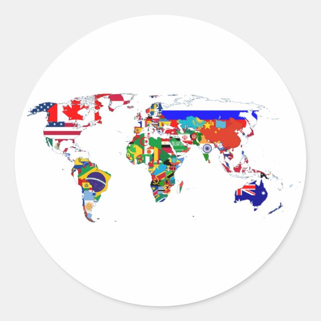 The World In Flags Classic Round Sticker (Front)