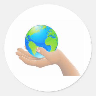The world in your hand concept classic round sticker