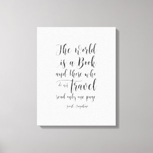 The World Is A Book, Saint Augustine Quote Canvas Print