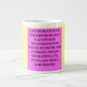 THE WORLD IS BEAUTIFUL POEMS BOOKS LETTERS LARGE COFFEE MUG