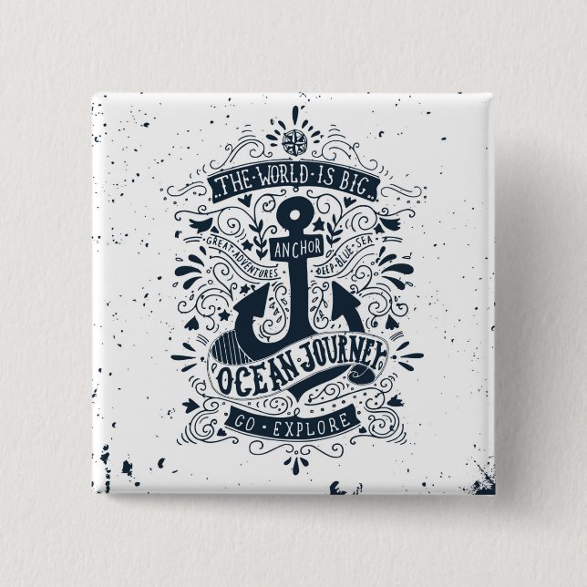 The World Is Big - Go Explore 2 Inch Square Button (Front)