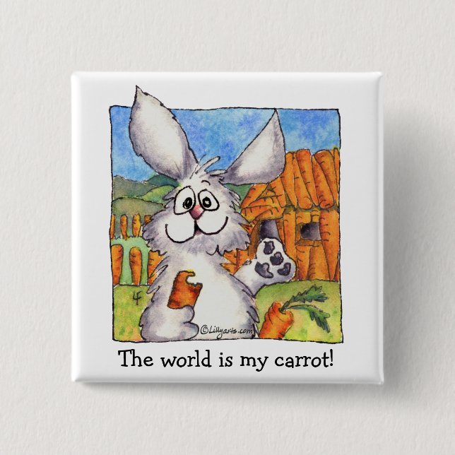 The World Is My Carrot Rabbit Lapel Pin (Front)