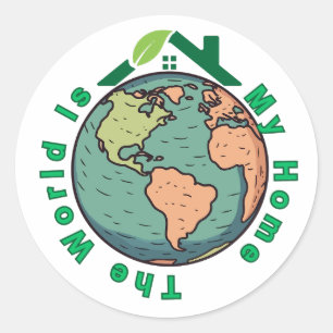 The World Is My Home – Earth Day Eco Love Classic Round Sticker