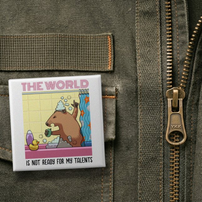 The World Is Not Ready Singing Groundhog 2 Inch Square Button (Creator Uploaded)