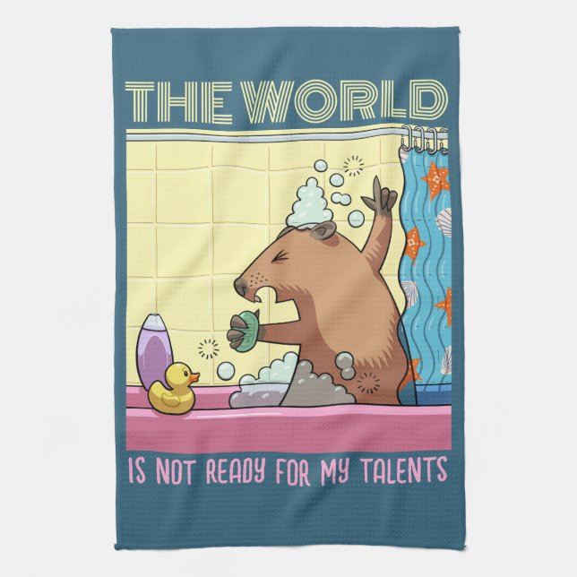 The World Is Not Ready Singing Groundhog Kitchen Towel (Vertical)