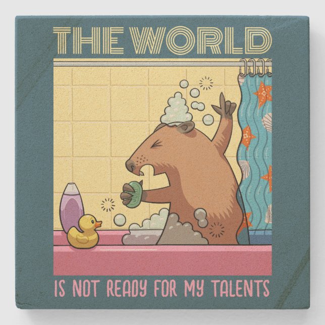 The World Is Not Ready Singing Groundhog Stone Coaster (Front)