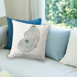 The World is Your Oyster  Watercolor Oyster Throw Pillow<br><div class="desc">This original watercolor design was inspired by the oysters found in Mobile Bay, along the Alabama coast of the Gulf of Mexico. The hues of soft blues and greens compliment any space. Add this to your coastal retreat, beach house, condo, or ocean side rental, or even to your own home...</div>