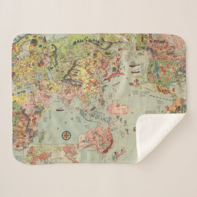 The World Map at a Glance - World Air Routes Sherpa Blanket (Front (Horizontal))