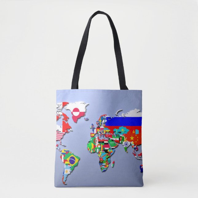 The World Map With Their Flags Tote Bag (Front)