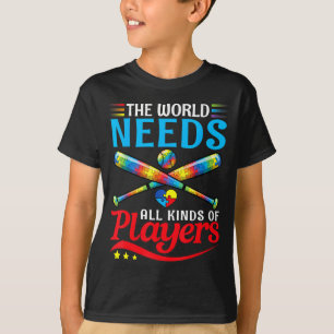 The World Needs All Kinds Players Baseball Autism T-Shirt