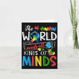 The world needs kinds of minds autism awareness card