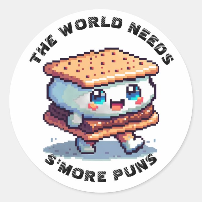The World Needs S'more Puns Classic Round Sticker (Front)