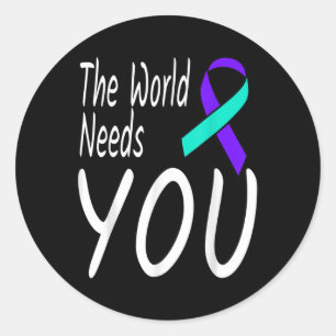 The World Needs You Suicide Prevention Ribbon Awar Classic Round Sticker
