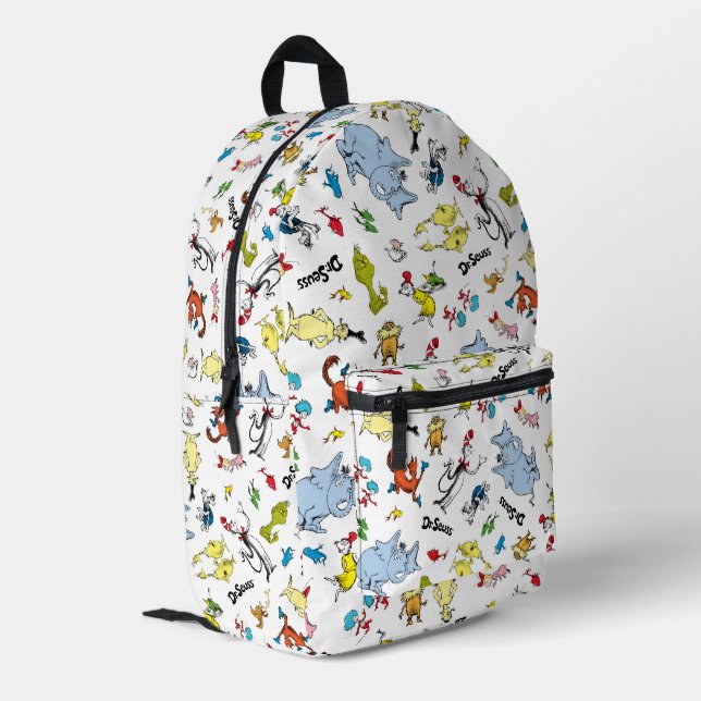 The World of Dr. Seuss Pattern Printed Backpack (Back Corner Left)