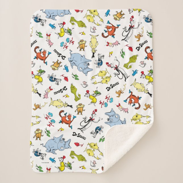 The World of Dr. Seuss Pattern Sherpa Blanket (Front)