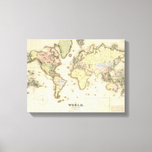 The World on Mercator's Projection   1840 Canvas Print